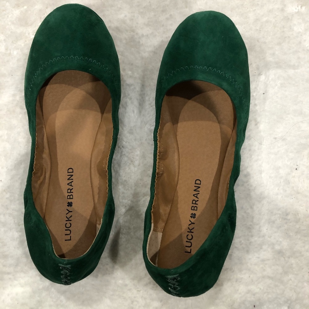Lucky Brand green suede Emmie flats